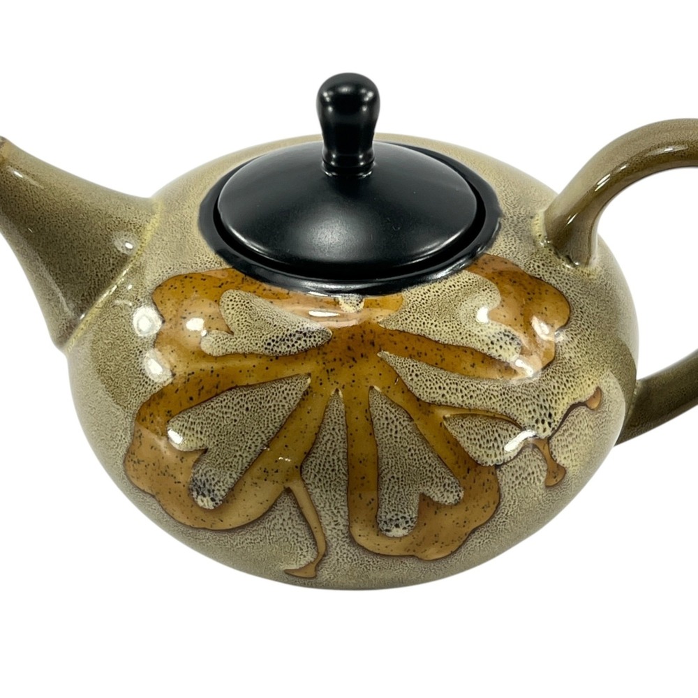 Pier 1 Kioko Teapot Hand Painted Stoneware Speckled Body Yellow Flower 2007 - Picture 3 of 10